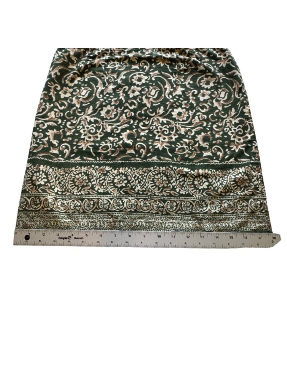 Sun River Wrap Skirt Size M Green Gold Cotton Batik Pattern Border Detail - Picture 15 of 16